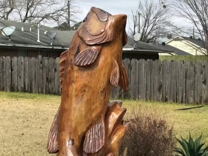 Chainsaw carved fish